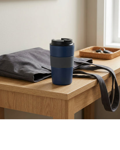 Tevnx Vacuum Insulated Travel Tumbler 12 fl oz Matte Navy Flip Lid - Lifestyle view